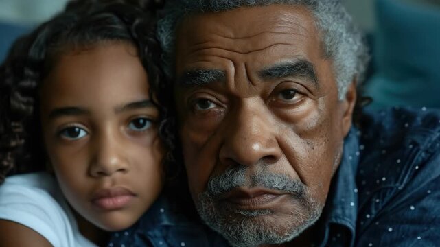 Intergenerational affection, resting together, peaceful scene.