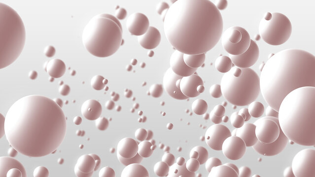 Minimal red bubbles background, abstract 3D spheres with shallow depth of field