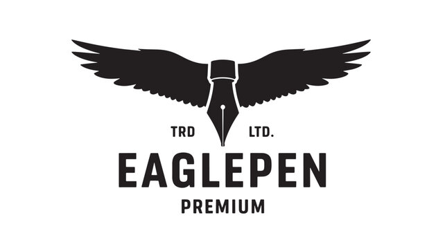 Eagle emblem with ink-black wings, TRD LTD text, and premium eagle logo for branding and apparel featuring sports mascot, vintage badge, heraldic