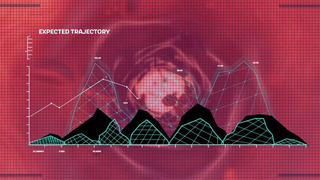 Animation of graphs and brain over red cells on red background