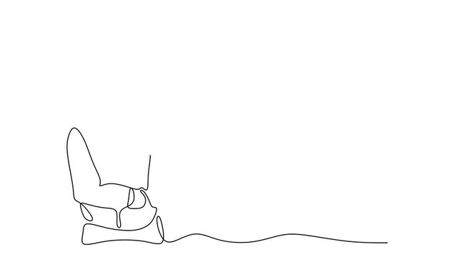 Animated self drawing of continuous line draw of    Thinking man with question mark.   Full length one line animation. 4K