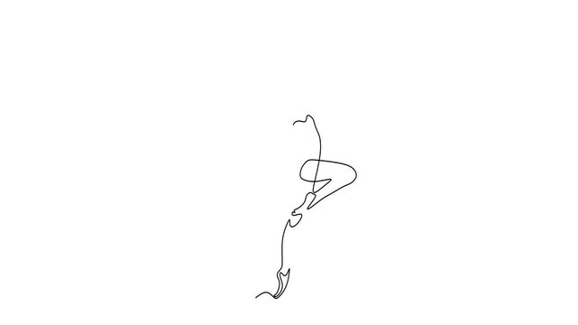 Animated self drawing of continuous line draw of  Ballerina in Dynamic Pose    Full length one line animation. 4K