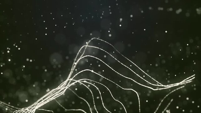 Abstract gold particle wave with luminous sparkles and soft bokeh glow &mdash; perfect for elegant intros, premium ads, and award ceremonies.