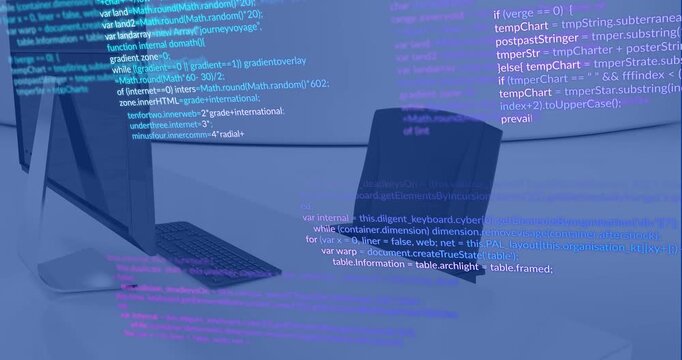Animation of data processing over work station in office