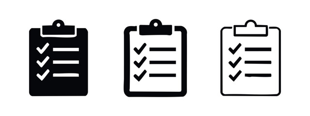 To-Do List Clipboard Icons Collection - Task Management and Checklist Vector Symbols in Three Styles © liubomir118809