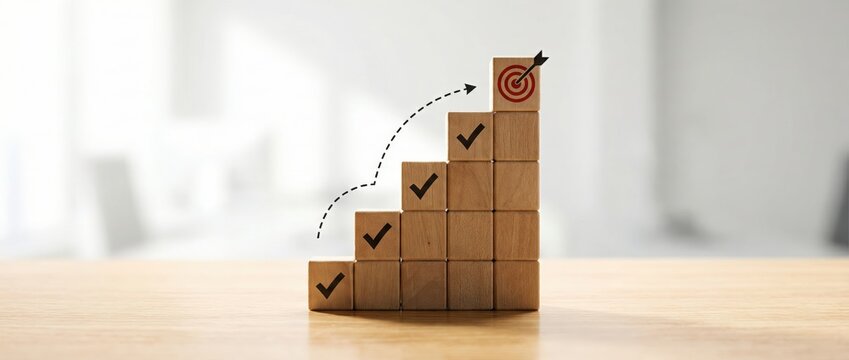 Achieving success through incremental progress a visual guide on goal setting and growth strategies in a business environment minimalist design focus on achievements