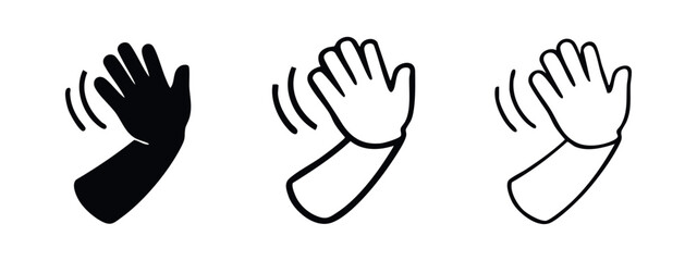 Obraz premium Greeting Wave Icons: Solid, Outline, and Filled Outline