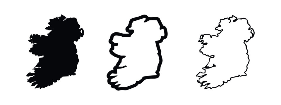 Map of Ireland with Flag and Outline, Vector Illustration