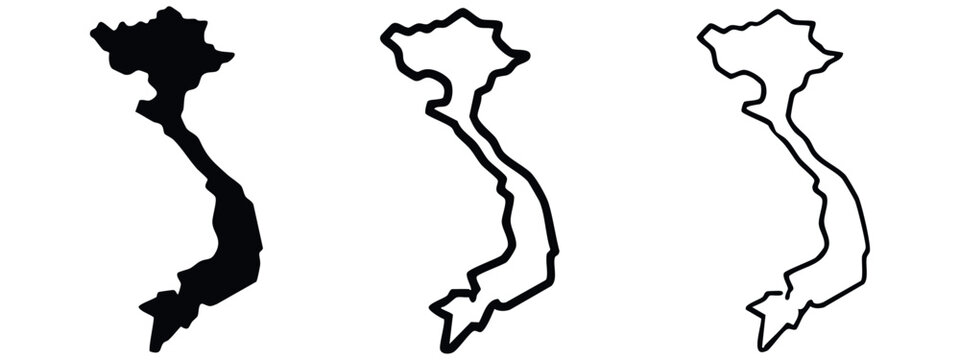 Netherlands country map silhouette, outline, and thick outline on white background