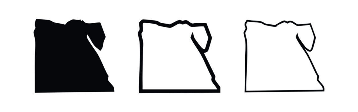 Egypt map outline with flag and national emblem - graphic illustration