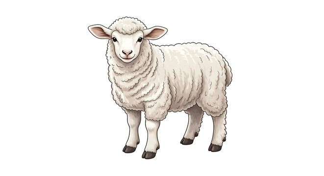 A white sheep standing alone.