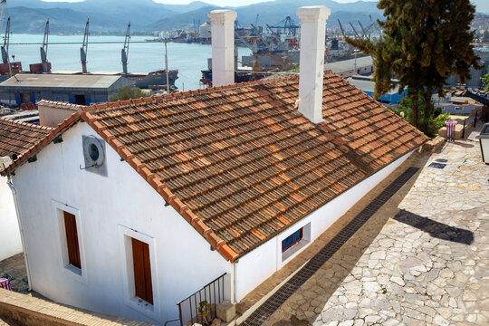 Traditional houses with tiled roofs in the city of Bejaia, Algeria