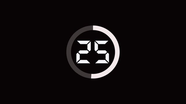 Countdown clock icon black background 4k animation.