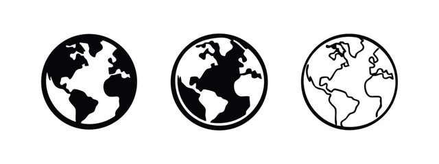 Obraz premium Earth globe icons showing America continent in different graphic styles