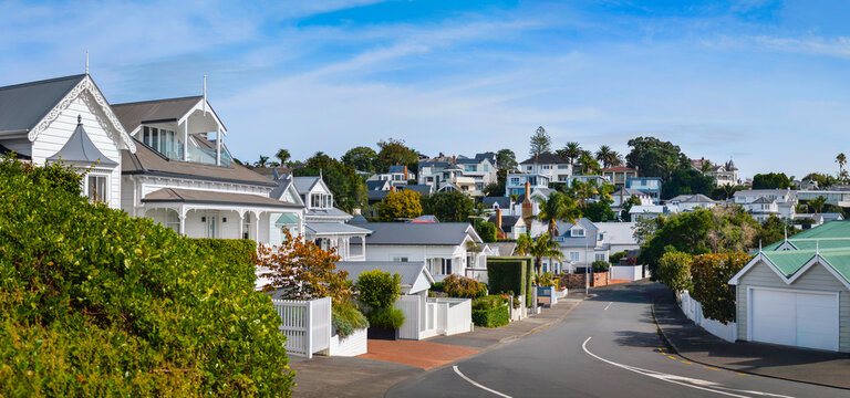 Ponsonby landmark architecture and houses in the historic district of Auckland, New Zealand.