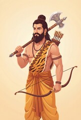 Obraz premium Parshuram Jayanti background with Lord Parshuram.