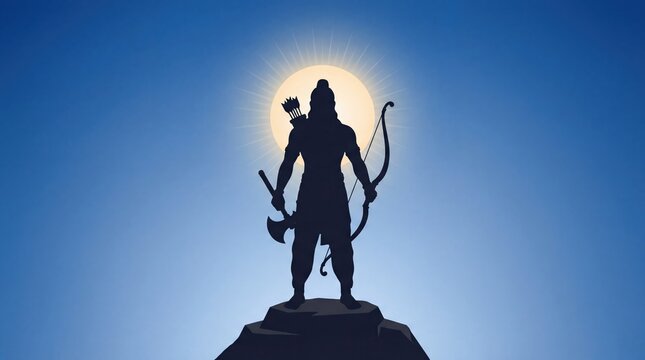 Parshuram Jayanti banner design with Lord Parshuram silhouette.