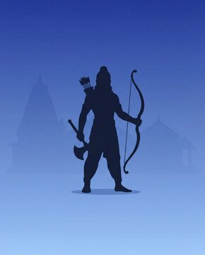 Illustration of lord Parashurama silhouette for Parshuram Jayanti celebration.