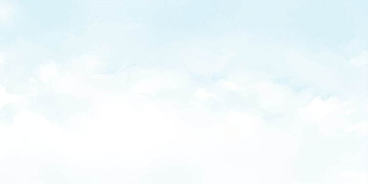 Light blue sky background with soft white fluffy clouds scattered across the horizon in a bright daylight atmosphere with clear airy texture and natural weather patterns