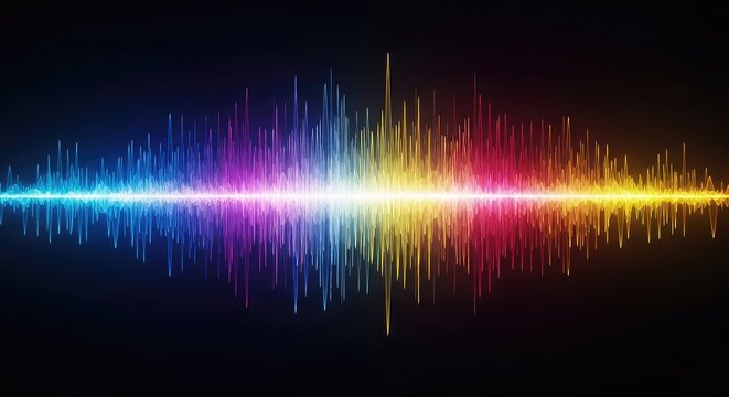 Dynamic digital pattern showing abstract sound waves or radio signals moving across a dark background, representing energy flow, digital, flow, pattern