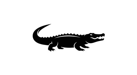 Fototapeta premium Black silhouette of a crocodile on a white background