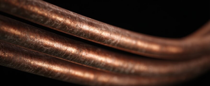 Detailed view of copper tubes with unique textures and modern industrial style