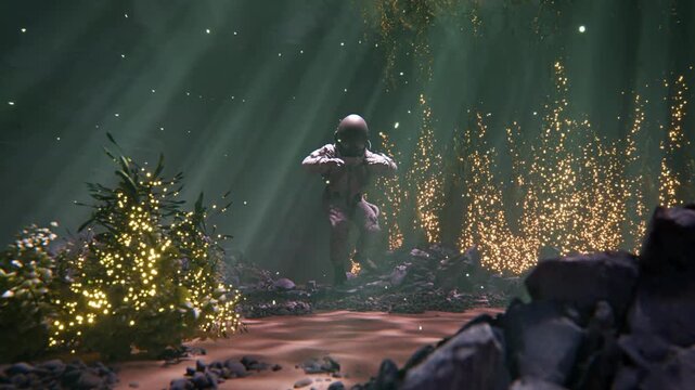 3D Astronaut surreal scene loop