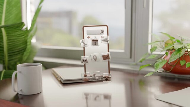 3D Smartphone Desk Interface animation