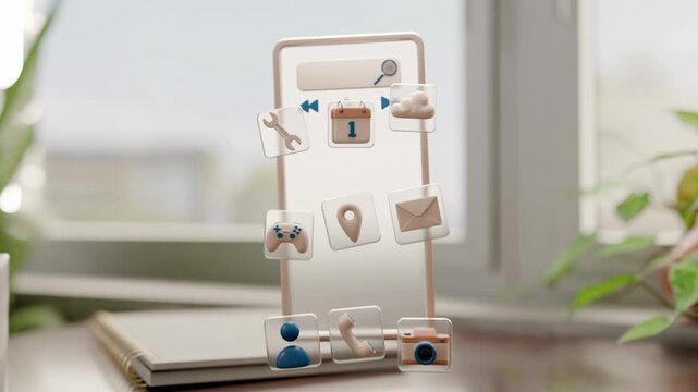 3D Smartphone Desk Interface animation