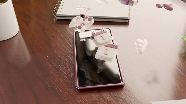 3D Smartphone Desk Interface animation