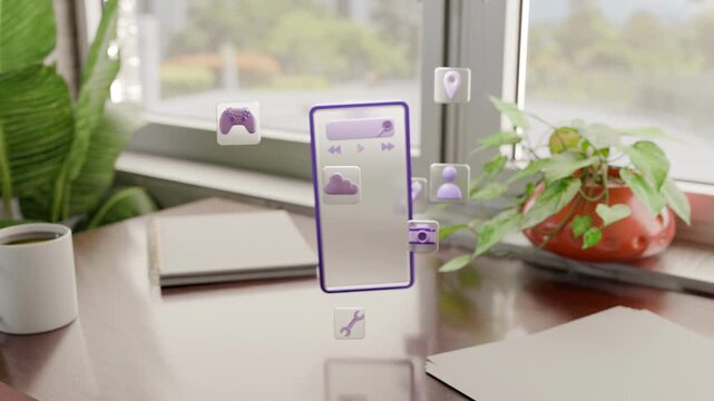 3D Smartphone Desk Interface animation