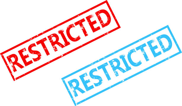 Restricted Stamp Set Red and Blue Ink Rubber Stamp Marks Isolated on White Background
