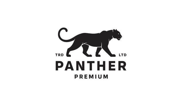 Cat paw hunter logo design with black panther silhouette and TRD LTD letters for premium brand identity