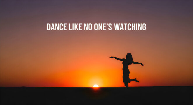 Silhouette of a woman dancing at sunset 'dance like no one's watching'