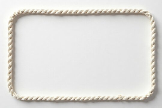 Cream-colored rope forms a rectangular frame on a plain background, offering a simple yet elegant design element for various projects