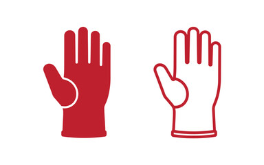 Fototapeta premium Red and white glove hand gestures, palm facing forward gloves hands