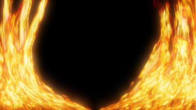 Fiery Ring Flame Loop Background &ndash; Cinematic Fire Vortex Animation, Abstract Burning Energy Effect