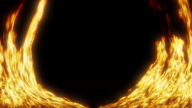 Fiery Ring Flame Loop Background &ndash; Cinematic Fire Vortex Animation, Abstract Burning Energy Effect