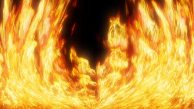 Fiery Ring Flame Loop Background &ndash; Cinematic Fire Vortex Animation, Abstract Burning Energy Effect