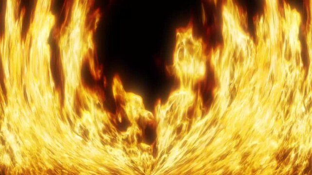 Fiery Ring Flame Loop Background &ndash; Cinematic Fire Vortex Animation, Abstract Burning Energy Effect