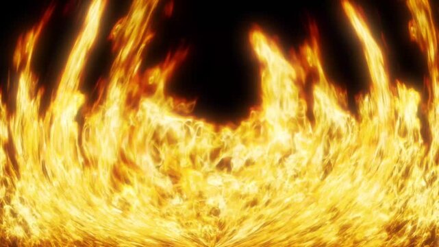 Fiery Ring Flame Loop Background &ndash; Cinematic Fire Vortex Animation, Abstract Burning Energy Effect
