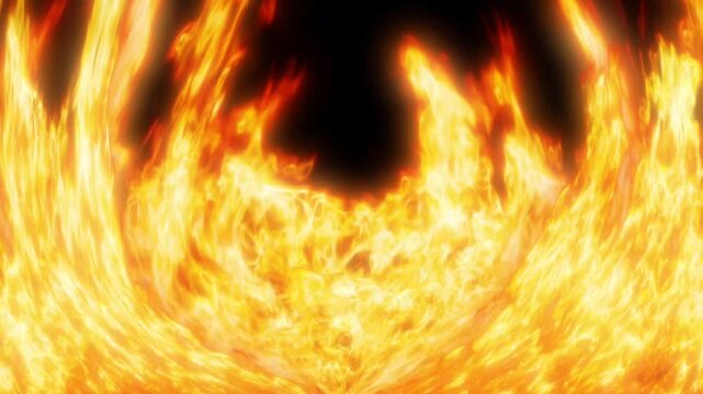 Fiery Ring Flame Loop Background &ndash; Cinematic Fire Vortex Animation, Abstract Burning Energy Effect