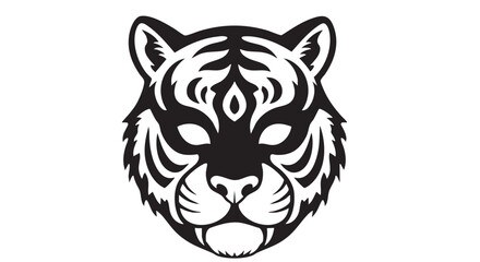 Obraz premium Tiger Head, Black and White Vector Illustration, Wildlife Icon, Animal Design Element