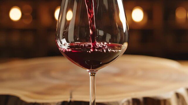Red wine being poured into glass for commercial backgrounds, digital design, and advertising
