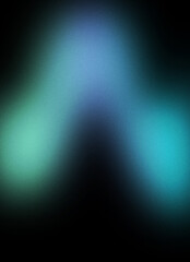 Fototapeta premium Vertical abstract neon gradient background with glowing blue and green luminous light streaks on dark backdrop.