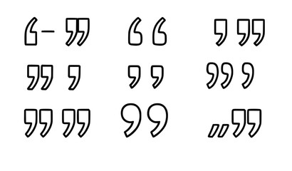 Quotation mark line icon set punctuation vector typography symbols © MdMiraz