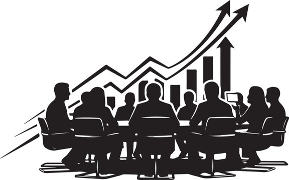Business team meeting with growing graph charts