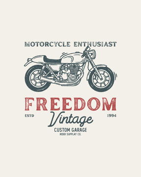 Vintage Motorcycle Enthusiast Freedom Custom Garage Design.