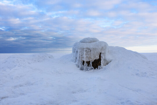 Ice formation on frozen Baltic Sea at R�gen Sellin in winter