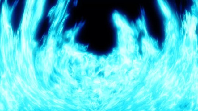 Blue Fiery Ring Flame Loop Background &ndash; Cinematic Fire Vortex Animation, Abstract Burning Energy Effect
